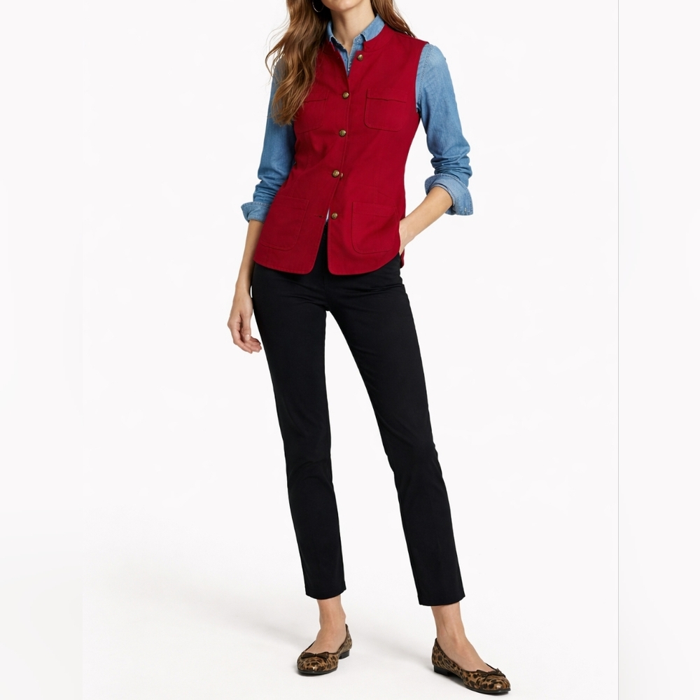 VINTAGE HAROLD'S Tailored Wool Utility Vest | 6 | Crimson Red | Preppy Classic
